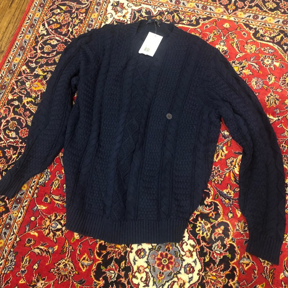 Navy Cableknit Cotton/Acrylic Sweater